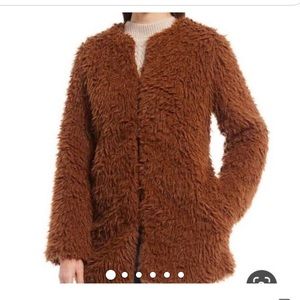 Chelsea and Violet Furry Flower Coat in Br…